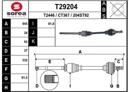 Полуось PSA C5 (X7) 1.6 THP 16v АКПП AT6 правая