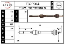 Полуось PSA 206 1.4-1.6 8V +ABS АКПП 08548-> правая