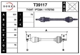 Полуось PSA C4, 307 1.4-1.6 16V МКПП mod.MA левая