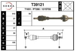 Полуось PSA 807, C8 2.0HDi 02-> МКПП левая