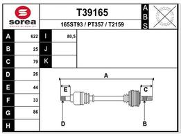 Полуось PSA 308, 408, C4 седан, C4 (B7), DS4  1.6 VTi 16v (EP6) АКПП AL4 левая