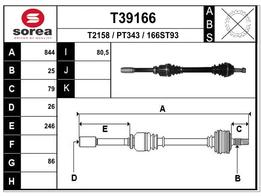 Полуось PSA 308, 408, C4 седан, C4 (B7), DS4  1.6 VTi 16v (EP6) АКПП AL4 правая