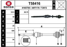 Полуось AR 159 1.9JTD, 2.2JTS МКПП правая