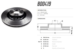 Диск тормозной передний Mercedes S-class (W221) 280-500 06->14 высокоуглеродистый  350x32 mm