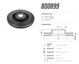 Диск тормозной передний Mercedes CLS500 (C218),  V8 4.6 (M278) 11->17 360х36