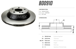 Диск тормозной задний Mercedes C-class (W211), E-class (W212), GLK (X204), CLS (X218) 08-> 300x22 mm