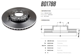 Диск тормозной передний Volvo 850, 940, 960, C70, S70, S90, V70, V90 крашеный, высокоуглеродистый