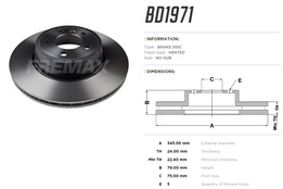 Диск тормозной задний BMW X5 (E70, F15), X6 (E71, F16) вентилир., высокоуглеродистый 345x24