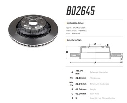 Диск тормозной задний Lexus LS460, LS600h 06->17 левый  высокоуглеродистый  335x22 mm