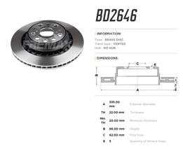 Диск тормозной задний Lexus LS460, LS600h 06->17 правый  высокоуглеродистый  335x22 mm