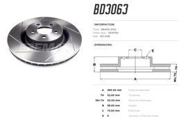 Диск тормозной передний Chrysler 300 10->, Dodge Charger, Challenger 17-> 360x32 mm