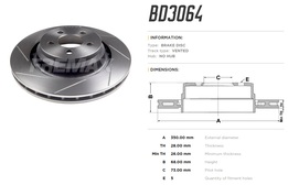 Диск тормозной задний Chrysler 300C, Dodge Challenger, Charger 04-> высокоуглеродистый 350x28 mm