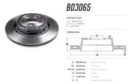 Диск тормозной задний Chrysler 300C 04->10, Dodge Charger 20-> высокоуглеродистый 350x26 mm