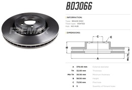 Диск тормозной передний Dodge Charger 15-> высокоуглеродистый 370x32