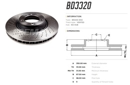 Диск тормозной передний Porsche 911 Turbo, GT 01-05, 966 GT3 99->08 левый высокоуглерод. 350x33 mm