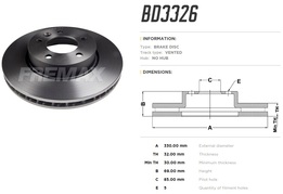 Диск тормозной передний VW Touareg, Porsche Cayenne 02-> левый  330x32 mm