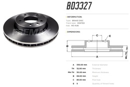 Диск тормозной передний VW Touareg, Porsche Cayenne 02-> правый  330x32 mm