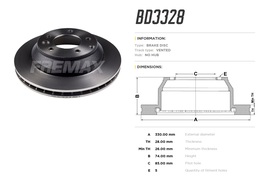 Диск тормозной задний Audi Q7 06->, VW Touareg, Porsche Cayenne 10-> высокоуглерод.  330x28 mm