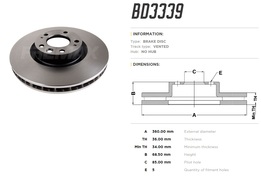 Диск тормозной передний VW Touareg, Porsche Cayenne 10-> правый высокоуглеродистый 360x36 mm