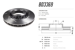 Диск тормозной передний Porsche Panamera правый высокоуглеродистый 360x36 mm