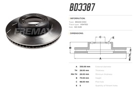 Диск тормозной задний Porsche Panamera 09-> правый высокоуглеродистый  330x28 mm