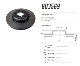 Диск тормозной передний BMW 3-сер (F30, F31), GT (F34), 4-сер (F36) 12-> 370x30 mm