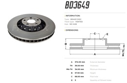 Диск тормозной передний Audi A6, A7, A8, Q7, VW Touareg 15-> высокоуглеродистый  375x36 mm