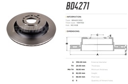 Диск тормозной задний Infiniti Fx, Q50, Q70, Qx70 08-> 350x20 mm  высокоуглеродистый