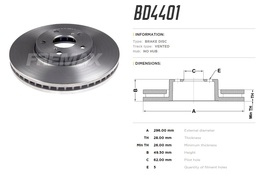 Диск тормозной передний Lexus RX 300 98->03, Toyota Camry V30, Highlander 00->07 296x28 mm