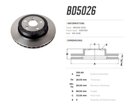 Диск тормозной задний Jeep Grand Cherokee 06->10 высокоуглеродистый  350x28 mm