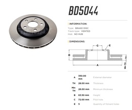 Диск тормозной задний Jeep Grand Cherokee 12->, Dodge Durango 18-> высокоуглеродистый  350x28 mm