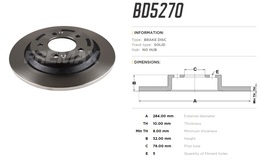 Диск тормозной задний KIA Optima, Cee'D, Cerato, Hyundai I30, Sonata 10-> высокоуглерод.  284x10 mm