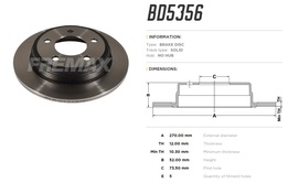 Диск тормозной задний Chrysler 300M, Concord, Dodge Intrepid 98->04 высокоуглеродистый 270x12 mm