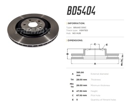 Диск тормозной задний Chevrolet Camaro 09->15  высокоуглеродистый  365x28 mm