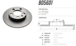 Диск тормозной задний Audi A2, A3, TT, VW Bora, Golf, Polo Sedan высокоуглеродистый  230x9 mm