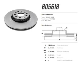 Диск тормозной передний Audi A3, Q3, VW Golf 7, CC, Passat, Tiguan, Skoda Octavia, Kodiaq  312x25