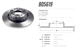 Диск тормозной задний Audi A3, VW Golf 5, 6, Passat, Tiguan 07->, Skoda Octavia, Yeti 282x12 mm