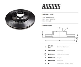 Диск тормозной передний Audi A3 13->16, VW Golf VII, Skoda Octavia 13->20 высокоуглерод. 276x24 mm