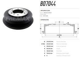 Барабан тормозной Mitsubishi L200 96->07, L400 95->05  270 mm