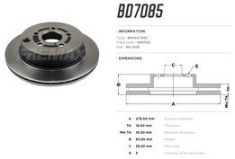 Диск тормозной задний Subaru Forester 2.0 13-> высокоуглеродистый  278x18 mm