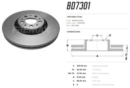 Диск тормозной передний Volvo XC90 высокоуглеродистый  336x30 mm