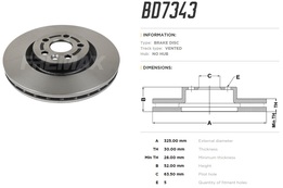 Диск тормозной передний Land Rover Discovery Sport, Range Rover Evoque, Jaguar E-Pace 325x30 mm