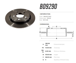 Диск тормозной задний Volvo 740, 760, 940, 960 87->98 высокоуглеродистый  265x10 mm