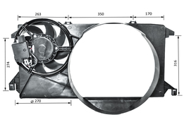 Вентилятор радиатора Ford Transit 06->  RWD  +AC