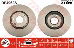 Диск тормозной передний PSA 408,C4 седан,DS4 1.6THP 16V 150